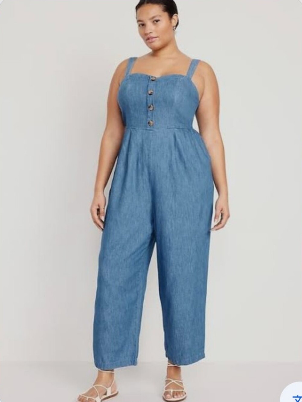 Old Navy, Button-Front Cami Jumpsuit, Medium Wash Color, Sz. Large
